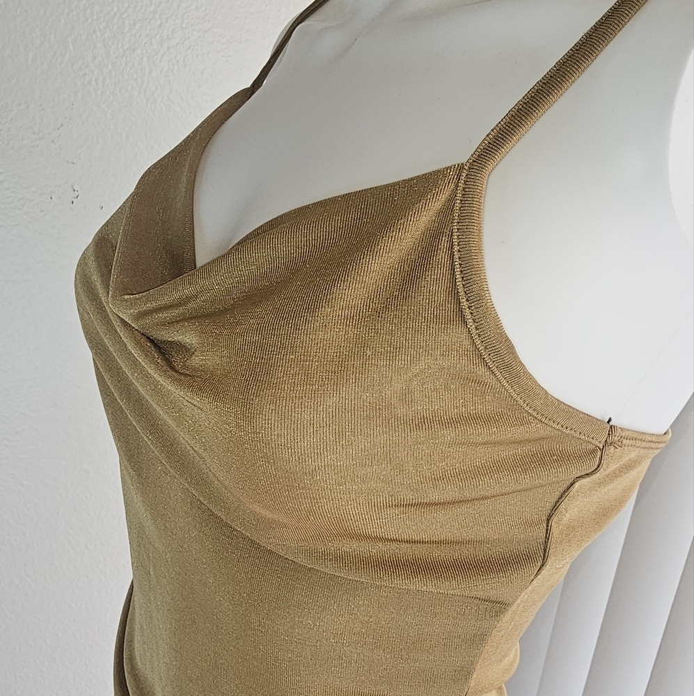 Womens Dress Size S  Gold Draped Cowl Neck - Picture 11 of 12